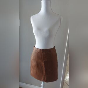 Shinestar Brown Faux Leather Skirt